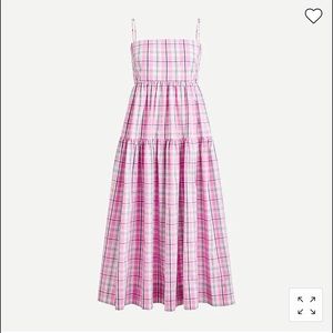 NWOT J. Crew Violet Plaid Tiered Tie-Back Cotton Poplin Dress size 2